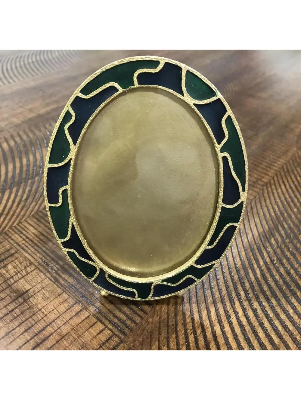 Vintage Cloisonne Picture Photo Frame Velvet Back with‎ Kickstand Table 4x5